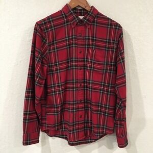 Abercrombie & Fitch Men M‎ Shirt Red Plaid Soft Flannel Heavyweight 100% Cotton